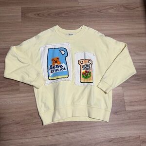 Acne Studios Women's Yellow Grant Levy Lucero Stitched Patches Sweatshirt